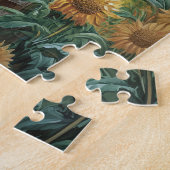 Rooster auf einer Sonnenblumenzucht Puzzle (Seite)