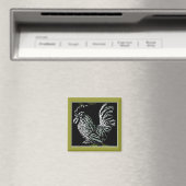 Rooster auf Grün Magnet (In Situ (Geschirrspüler))