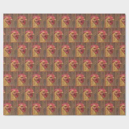 Rooster auf Stallholz Geschenkpapier (Flach)
