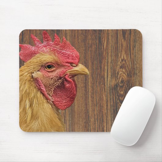 Rooster auf Stallholz Mousepad (Mit Mouse)