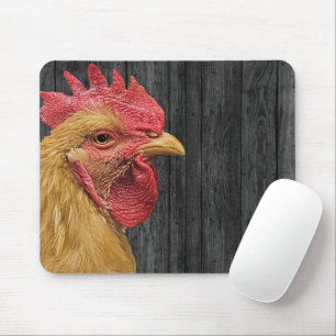 Rooster auf Stallholz Mousepad