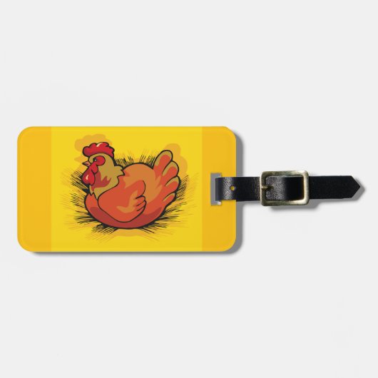 Rooster auf Stroh Gepäckanhänger (Vorderseite horizontal)