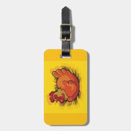 Rooster auf Stroh Gepäckanhänger (Vorderseite vertikal)