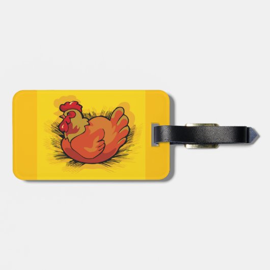 Rooster auf Stroh Gepäckanhänger (Rückseite horizontal)