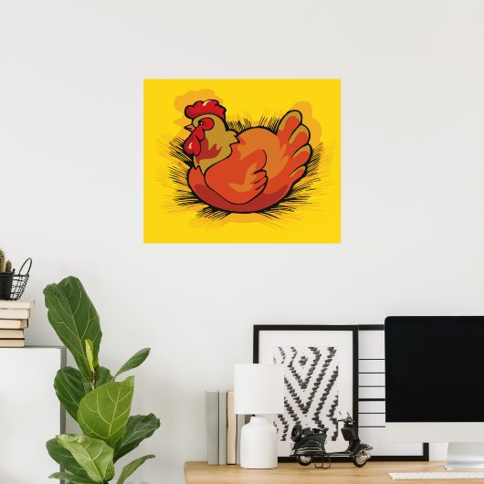 Rooster auf Stroh Poster (Heimbüro)