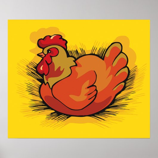 Rooster auf Stroh Poster (Vorne)