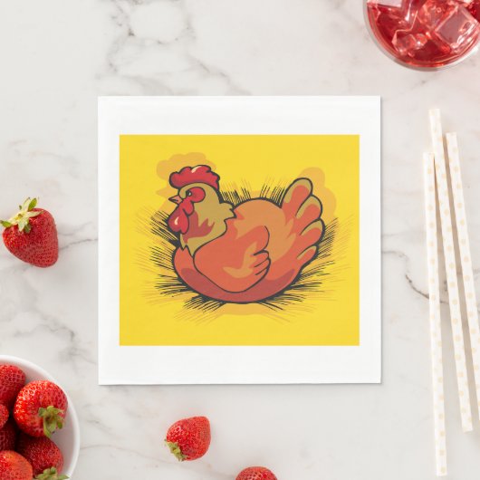 Rooster auf Stroh Serviette (Beispiel)