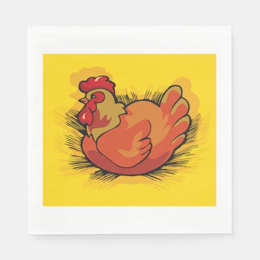 Rooster auf Stroh Serviette (Vorderseite)
