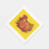 Rooster auf Stroh Serviette (Ecke)