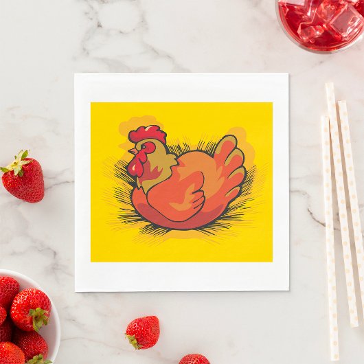 Rooster auf Stroh Serviette