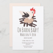Rooster Barn Animals Farm Baby Dusche Art Invitati Einladung (Vorne/Hinten)