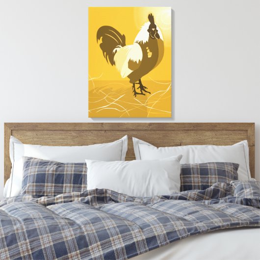 Rooster Bird Country Animal Yellow Family Zuhause Leinwanddruck (Insitu (Schlafzimmer))