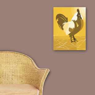 Rooster Bird Country Animal Yellow Family Zuhause Leinwanddruck