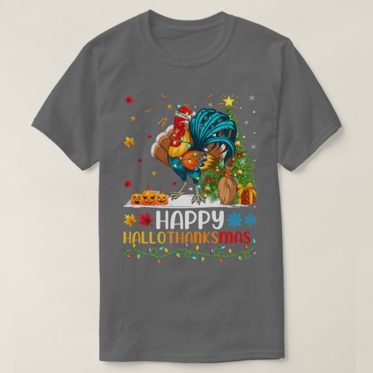 Rooster Bird Lover Funny Rooster HelloDankeMas T-Shirt (Design vorne)