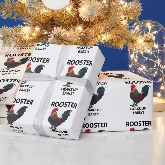 Rooster Bird Weckte ich auf Early Funny Rooster Geschenkpapier (Feiertage)