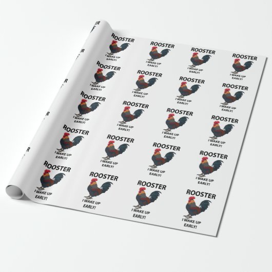 Rooster Bird Weckte ich auf Early Funny Rooster Geschenkpapier (Ungerollt)