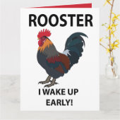 Rooster Bird Weckte ich auf Early Funny Rooster Karte (Gelbe Blume)