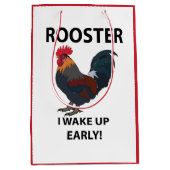 Rooster Bird Weckte ich auf Early Funny Rooster Mittlere Geschenktüte (Vorderseite)