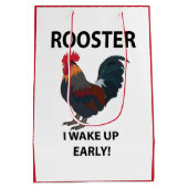 Rooster Bird Weckte ich auf Early Funny Rooster Mittlere Geschenktüte (Rückseite)