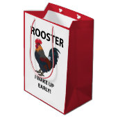 Rooster Bird Weckte ich auf Early Funny Rooster Mittlere Geschenktüte (Rückseite Schrägansicht)