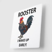 Rooster Bird Weckte ich auf Early Funny Rooster Quadratische Wanduhr (Winkel)