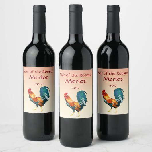 Rooster Bird Wine Label Weinetikett (Flaschen)