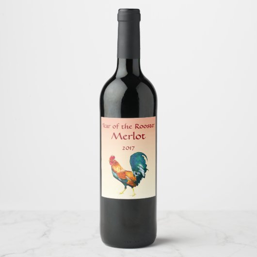 Rooster Bird Wine Label Weinetikett (Vorderseite)