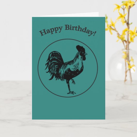 Rooster Birthday Card Karte (Gelbe Blume)