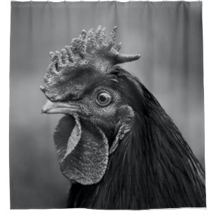 Rooster Black and White Duschvorhang