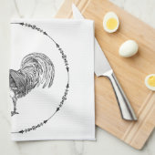 Rooster Black and White Geschirrtuch (Viertel Falte)