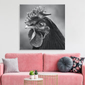 Rooster Black and White Leinwanddruck (Insitu (Wohnzimmer))