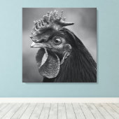 Rooster Black and White Leinwanddruck (Insitu (Holzboden))