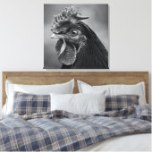 Rooster Black and White Leinwanddruck (Insitu (Schlafzimmer))