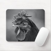 Rooster Black and White Mousepad (Mit Mouse)
