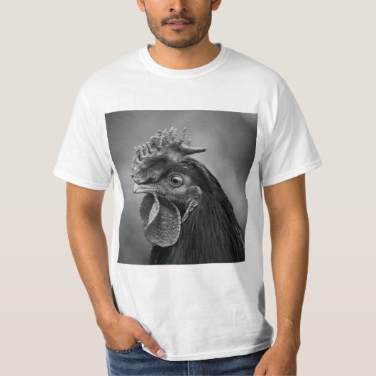 Rooster Black and White T-Shirt (Vorderseite)
