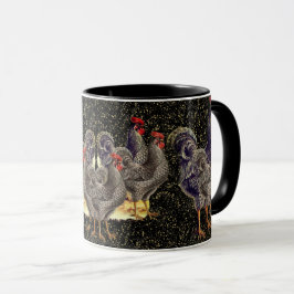 Rooster Black Gold Stars Tasse