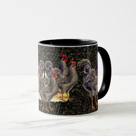 Rooster Black Gold Stars Tasse (VorderseiteRechts)