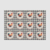 Rooster Black White Checkered French Farmhouse   Seidenpapier (Vorderseite)