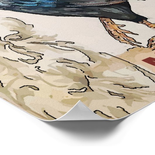 Rooster, blaue Hühner, Textposter bearbeiten Poster (Ecke)