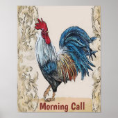 Rooster, blaue Hühner, Textposter bearbeiten Poster (Vorne)