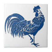 Rooster, Blue Dutch Delft Look Fliese (Vorderseite)