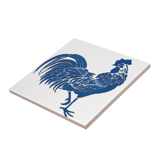 Rooster, Blue Dutch Delft Look Fliese (Seite)