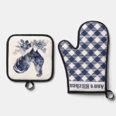 "Rooster" Blue Willow Style Custom Ofenhandschuh & Topflappen-Set (Vorderseite)