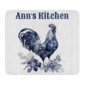 "Rooster" Blue Willow Style Custom Schneidebrett (Vorderseite)