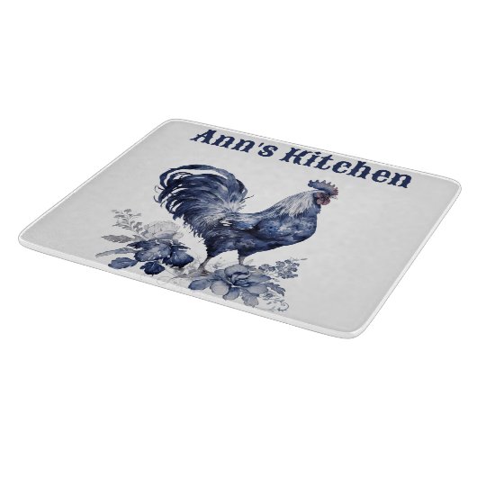 "Rooster" Blue Willow Style Custom Schneidebrett (Ecke)