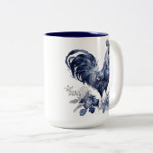 "Rooster" Blue Willow Style Custom Zweifarbige Tasse (VorderseiteRechts)