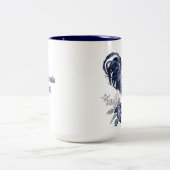 "Rooster" Blue Willow Style Custom Zweifarbige Tasse (Mittel)