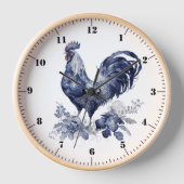 "Rooster" Blue Willow Style Uhr (Vorderseite)