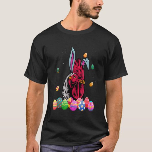 Rooster Bunny Oaster Funny Ostertag Hähnchen T-Shirt (Vorderseite)