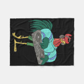 Rooster Cartoon Dj With Turntables Distressed Fleecedecke (Vorderseite (Horizontal))